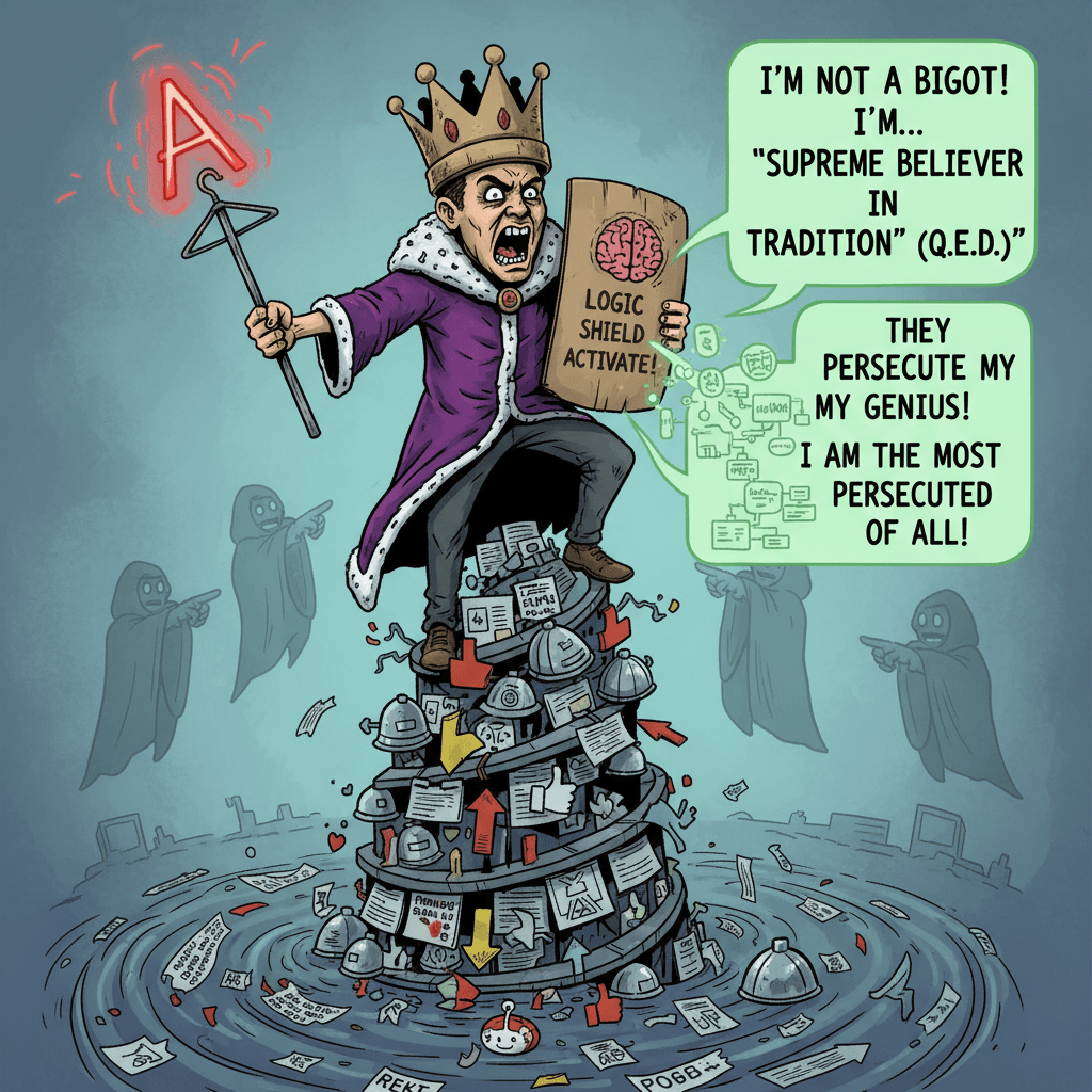 I'm not bigoted, I'm just the KING of bigots (very logical)