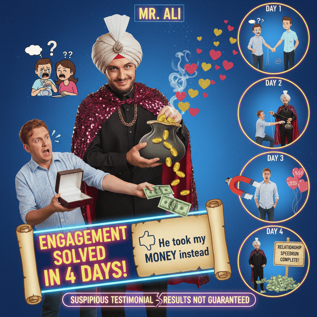 Mr Ali solved my engagement in 4 days (he took my money instead)