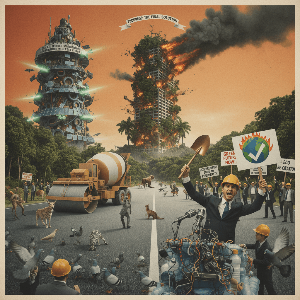 peak climate summit energy: burn building, pave rainforest, call it progress