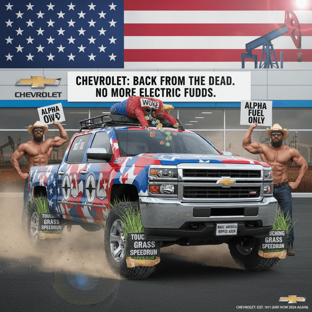 Chevrolet ad about cars now proof that woke is dead, we are back