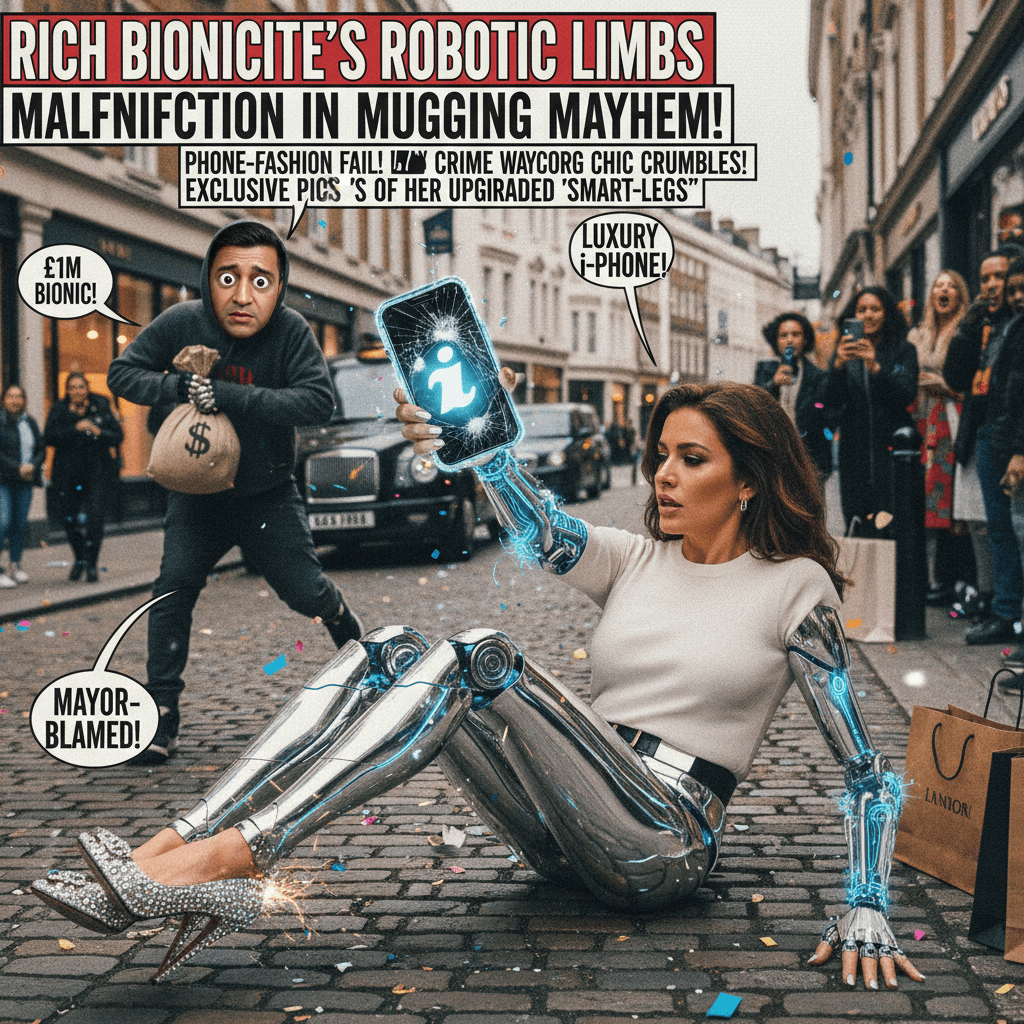 Rich lady's legs betray her during phone mugging, now becomes cyborg