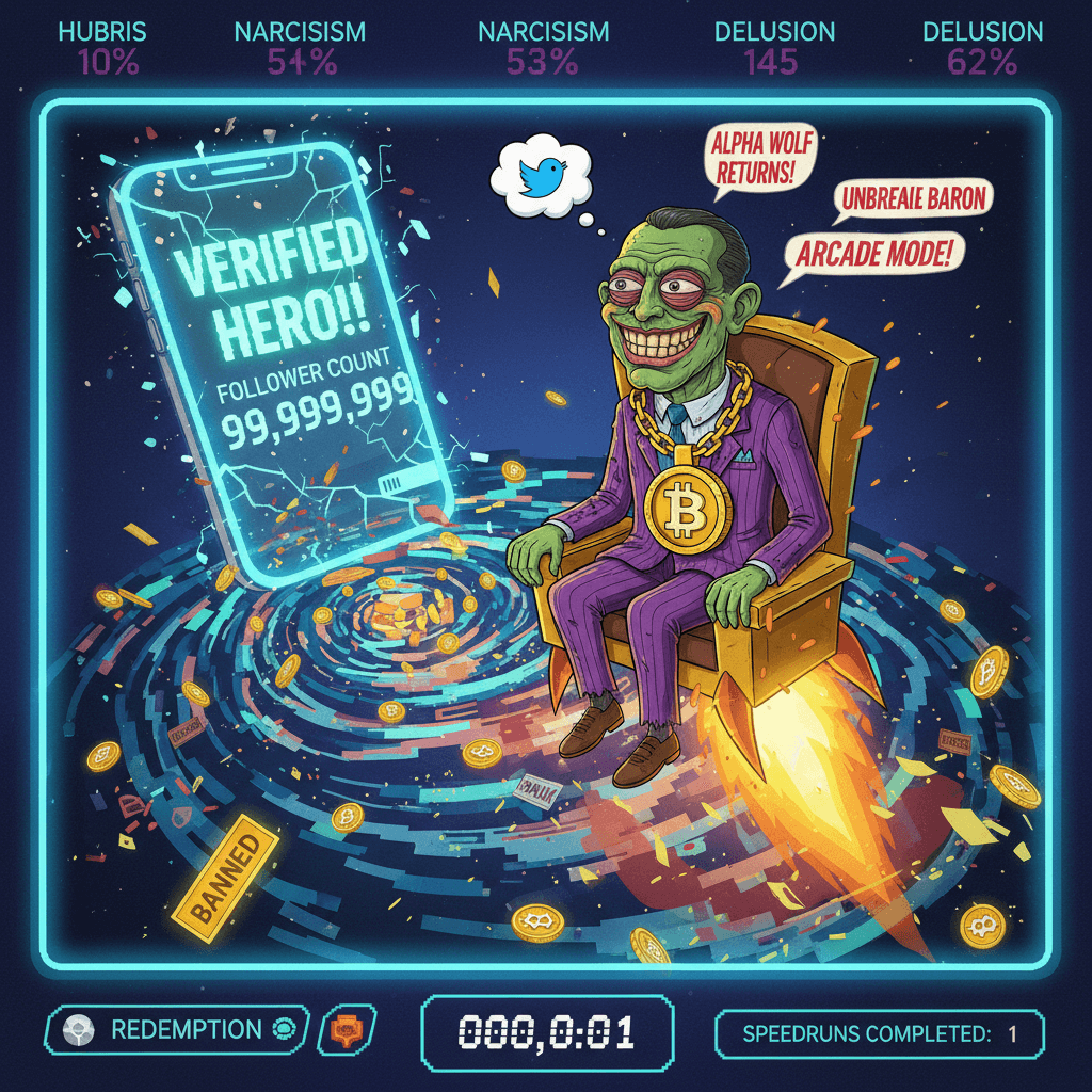 Convicted fraudster speedruns Twitter comeback arc, absolutely unaware of the bit