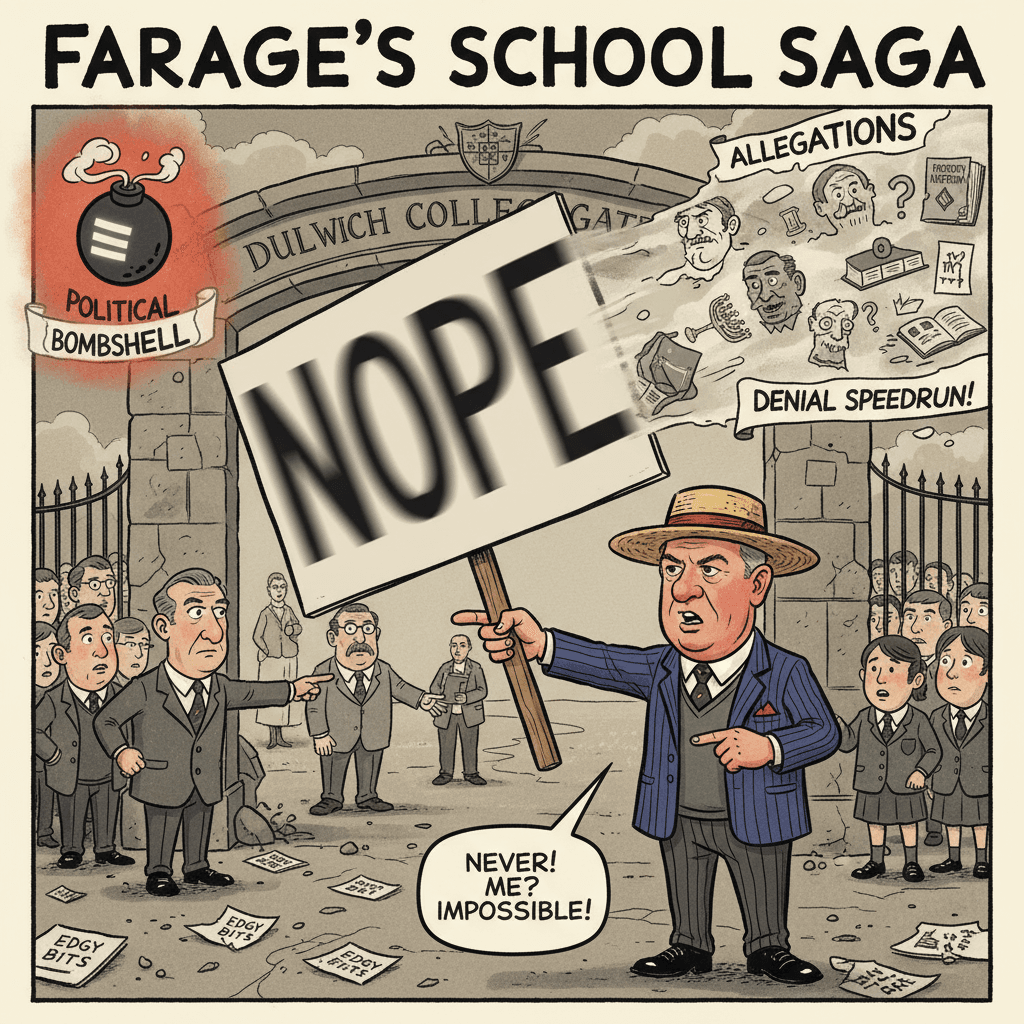 Farage's Dulwich College era allegedly featured edgy bits, he says nope