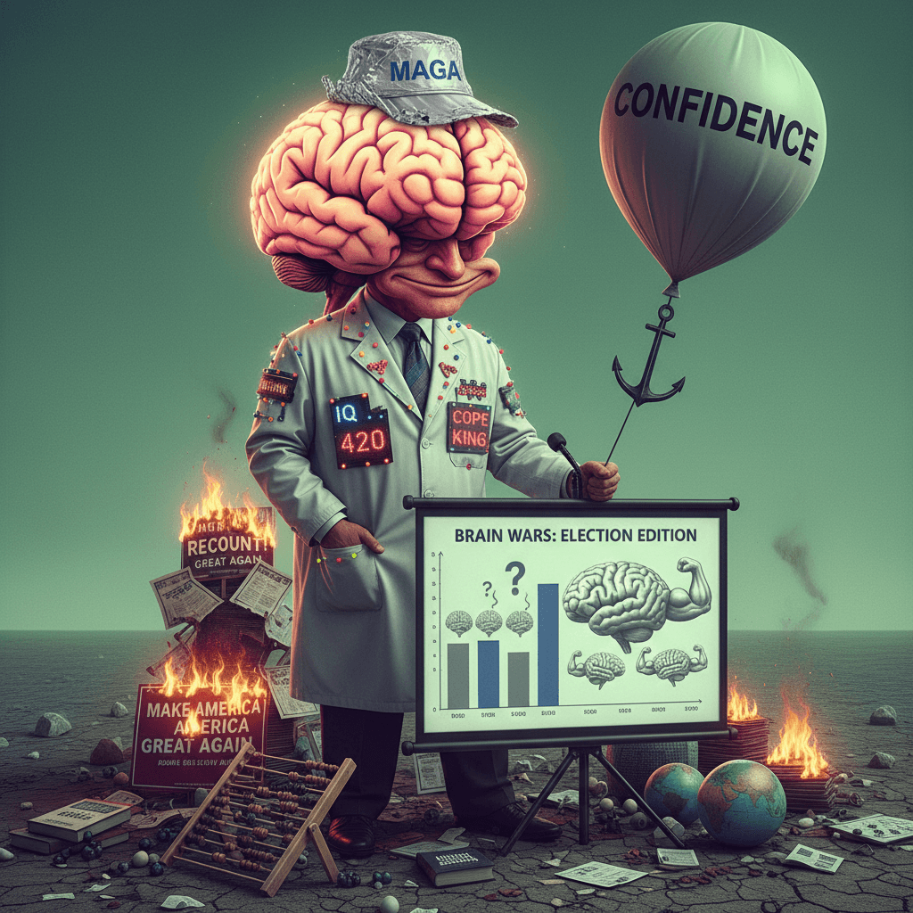 big brain energy: insulting half the country's IQ to own the election loss